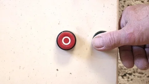 On and off button on machinery Stock Footage 76412604