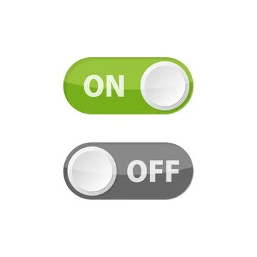 On and off buttons in flat style. Toggle switch vector illustration on isolat Illustrazione stock