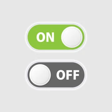 On and off buttons in flat style. Toggle switch vector illustration on isolat Stock Illustration