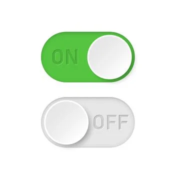 On and off buttons in flat style. Toggle switch vector illustration on isolat Illustrazione stock