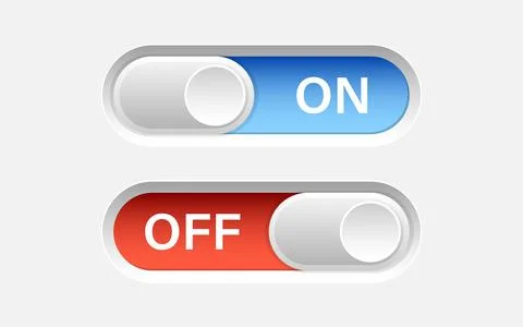 On and off buttons in flat style. Toggle switch vector illustration on isolat Illustrazione stock