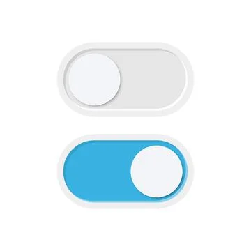 On and off buttons in flat style. Toggle switch vector illustration on isolat Stock Illustration