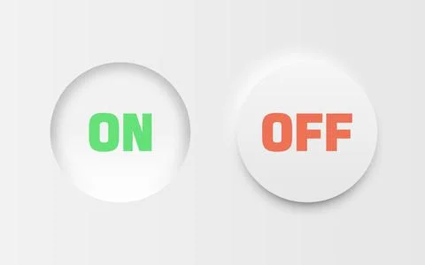 On and off buttons in flat style. Toggle switch vector illustration on isolat Illustrazione stock