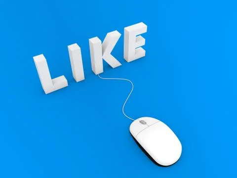 Like and computer mouse on a blue background. Stock Illustration