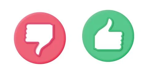 Like and dislike button. Red and green circle button. Ilustração Stock