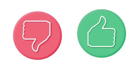 Like and dislike button. Red and green circle button. 库存插图