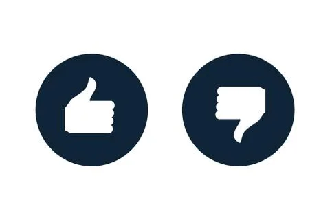 Like and dislike icon inside circle. White isolated background Stock Illustration