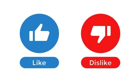 Like and dislike icon. Round feedback buttons with clear thumb gestures vec.. Stock Illustration