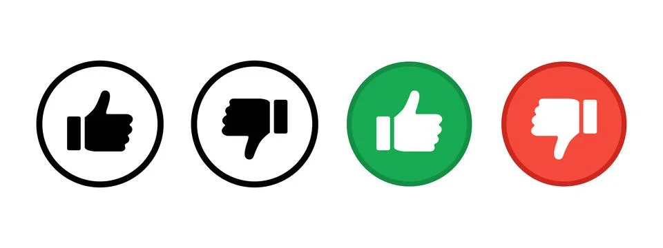 Like and dislike icon. Simple circular thumbs for approval and rejection sy.. Stock-Illustration