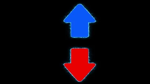 Up and down arrow, Blue Up and Red Down Neon Arrow Animation  Business Prof.. Stock Footage 308905556