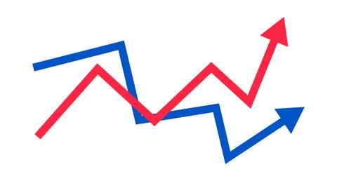 Up and down arrow chart icon set with increasing and decreasing arrow chart.. Stock Illustration