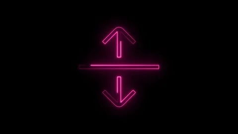 Up and down arrow neon glow animation on black background seamless loop Stock Footage 314543712