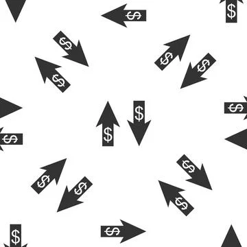 Up and Down arrows with dollar symbol icon isolated seamless pattern on white Stock Illustration