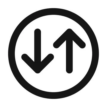 Up and down arrows icon black and white vector sign Stock Illustration