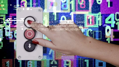 Up and down button with code and data Stock Footage 322070275