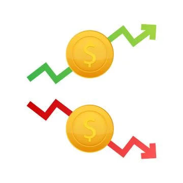 Up and Down Dollar Sign on white background. Vector stock illustration. Stock Illustration