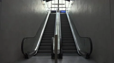 Up and down escalators. 4K Stock Footage 54160659