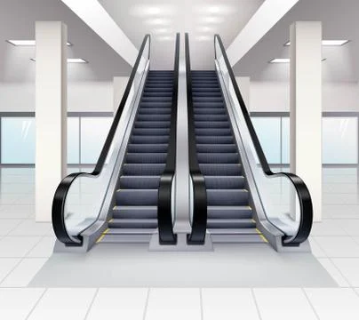 Up And Down Escalators Interior Concept Illustrazione stock