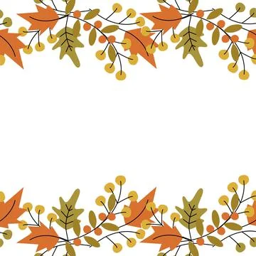 Up and down frame border from autumn plants in trendy light hues. Copyspace Illustrazione stock