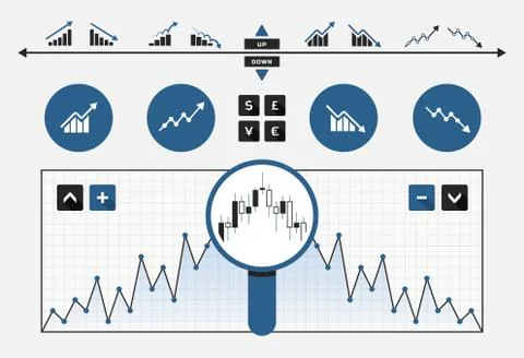 Up and down going charts and icons Illustrazione stock