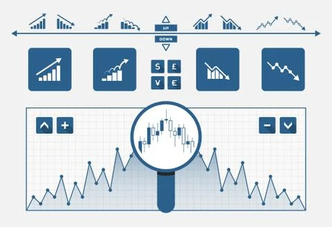 Up and down going charts and icons Illustrazione stock