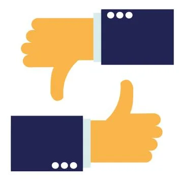 Up and down hands vector - thumbs up - like and dislike icon Stock Illustration