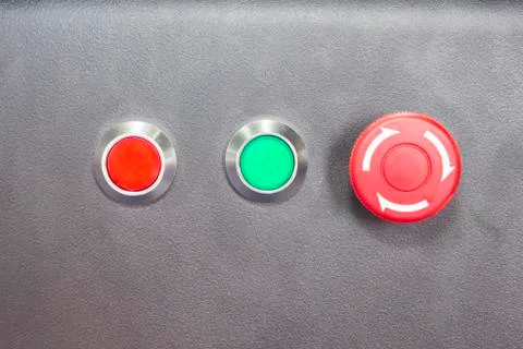 On ,Off, and emergency stop button Stock Photos