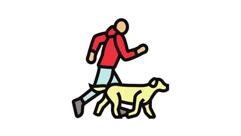 And handler running dog competition show color icon animation Video stock 326115983
