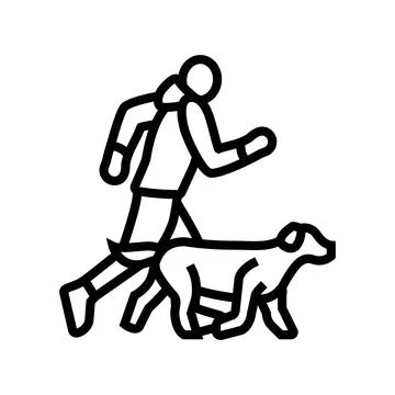 And handler running dog competition show line icon vector illustration Stock Illustration