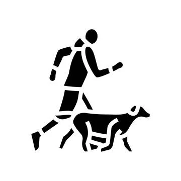 And handler running dog competition show glyph icon vector illustration Stock Illustration