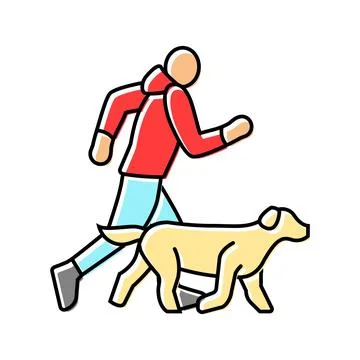 And handler running dog competition show color icon vector illustration Stock Illustration