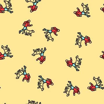 And handler running dog competition show vector seamless pattern Stock Illustration
