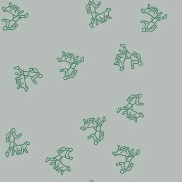 And handler running dog competition show line seamless pattern Stock Illustration