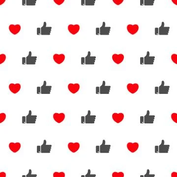 Like and heart icon seamless pattern background. Vector illustration. Stock Illustration