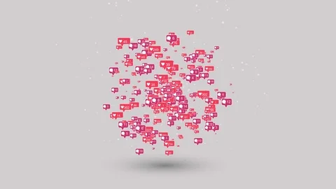 Like and heart in a social network cloud, cheating likes in social networks Video stock 106494756