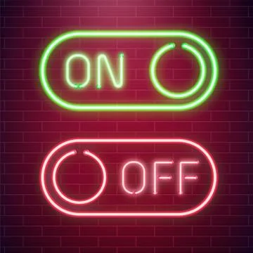 On and Off lamp Neon light Toggle switch button. Vector illustration Stock Illustration