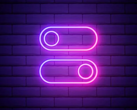 On and Off lamp Neon light Toggle switch button. Vector illustration. Fluores Stock Illustration