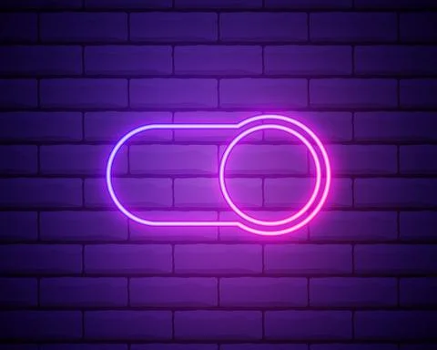 On and Off lamp Neon light Toggle switch button. Vector illustration. Fluores Illustrazione stock