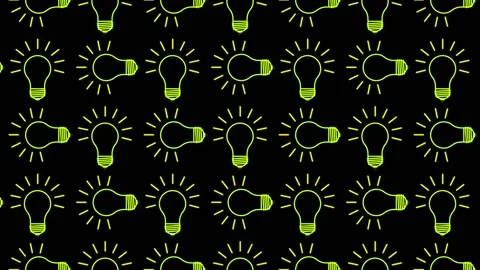 On and Off Light Bulbs Glowing on Black Background Stock Footage 155884202