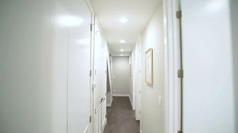 And a long white corridor in the building Stock Footage 101858102