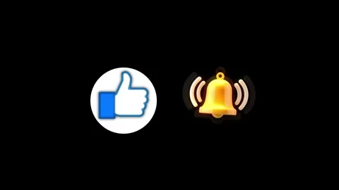 Like and Notification Bell Animation on Black Background  Social Media Call.. Stock Footage 332394082