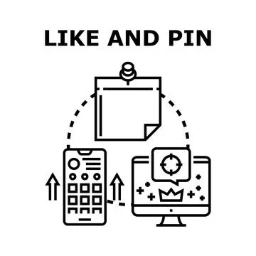 Like and pin button concept for social media Stock Illustration