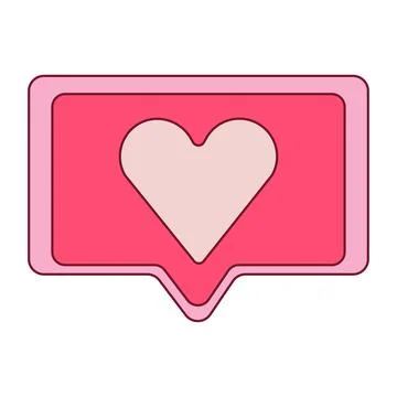 Like and play in red bubble. Red message bubble with heart Stock Illustration