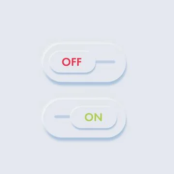 On and Off Push Button on light background. For UX UI design sites. Vector Stock Illustration