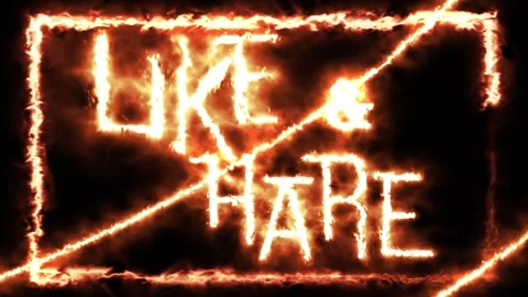 Like and share fire text animation for social media Stock Footage 300362938
