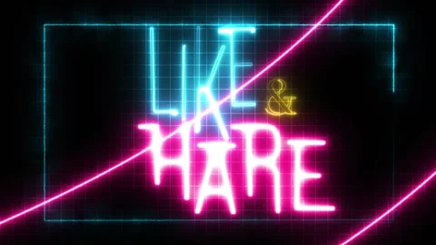Like and share neon sign text animation Stock Footage 300363208
