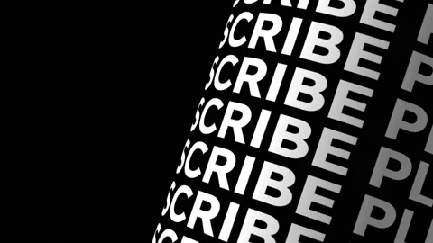 Like and subscribe 4K 3D rendering text cylinder kinetic looping. Blue purple Video stock 141929931