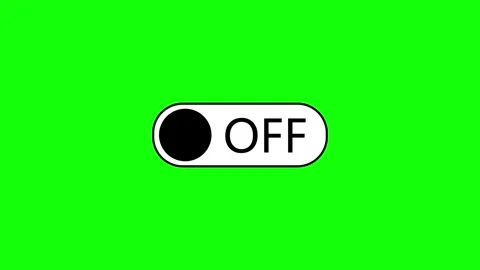 On and Off Toggle switch button green screen and white background Video stock 310797353