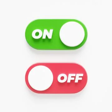 On and Off Toggle switch button Symbol in 3D rendering isolated on white back Stock Illustration