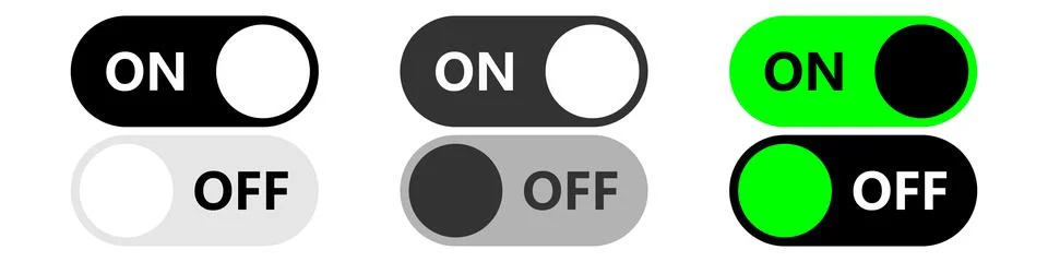 On and Off toggle switch buttons. Flat design switch buttons set. Vector  Stock Illustration